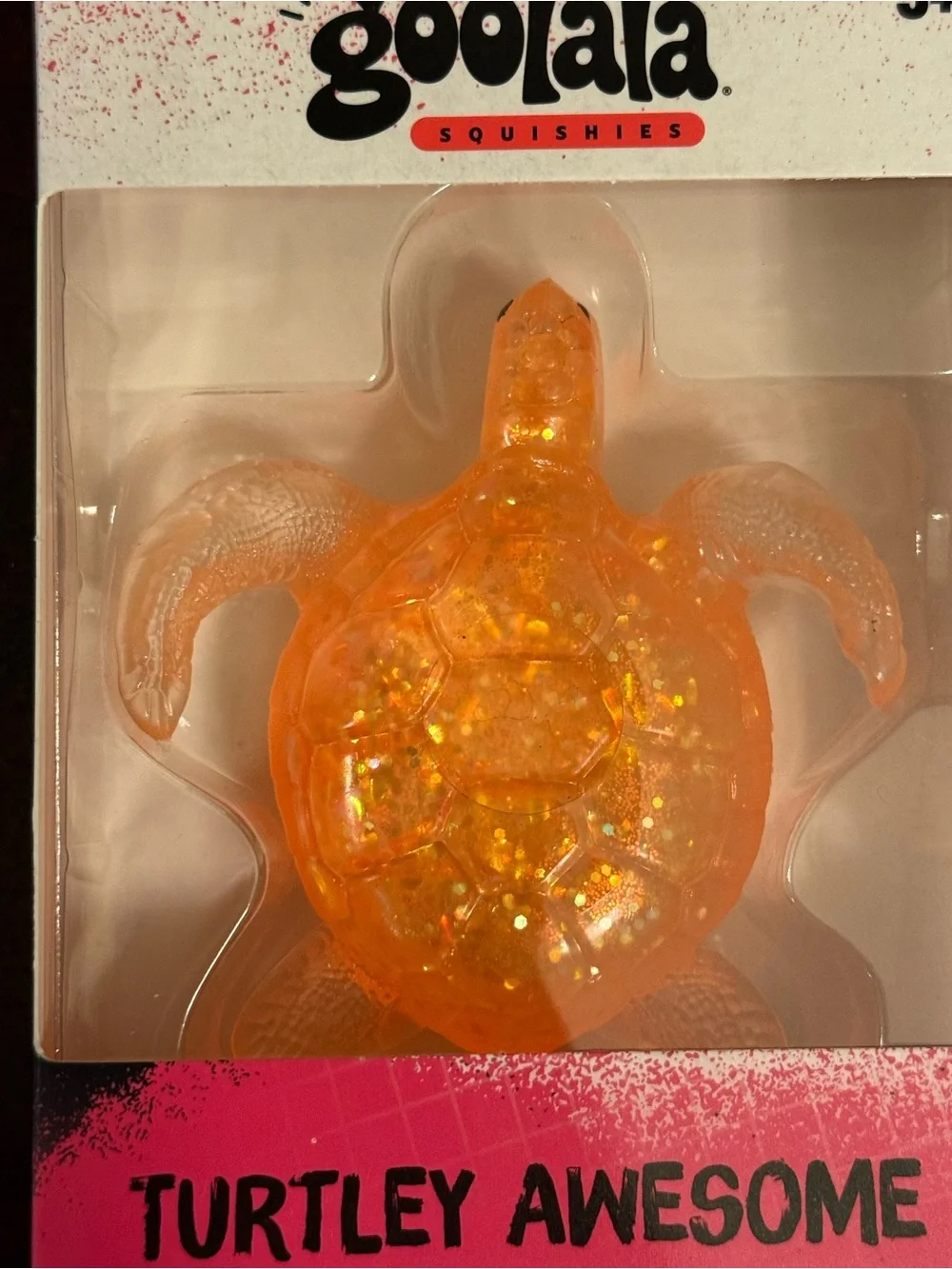 Goolala Squishes Turtley Awesome Neon Orange Glitter Seashell Super Squishy! NIB